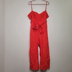 J. Crew tie waist lienne 100% linen jumpsuit wide leg 24 nwt